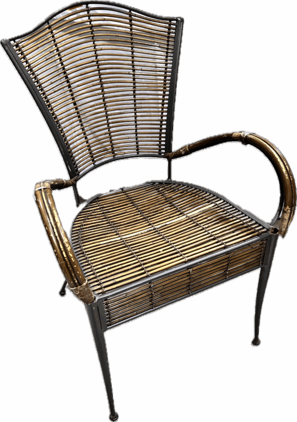 Metal Rattan Wrapped  Chair with Arms