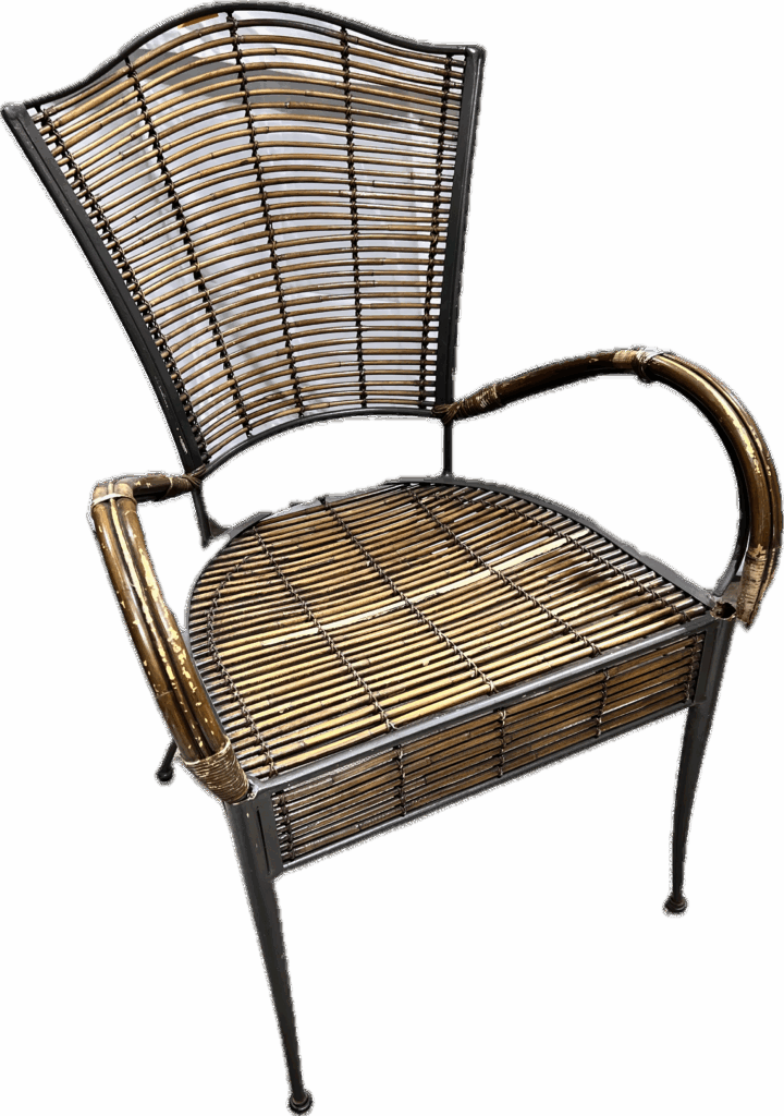 Metal Rattan Wrapped  Chair with Arms
