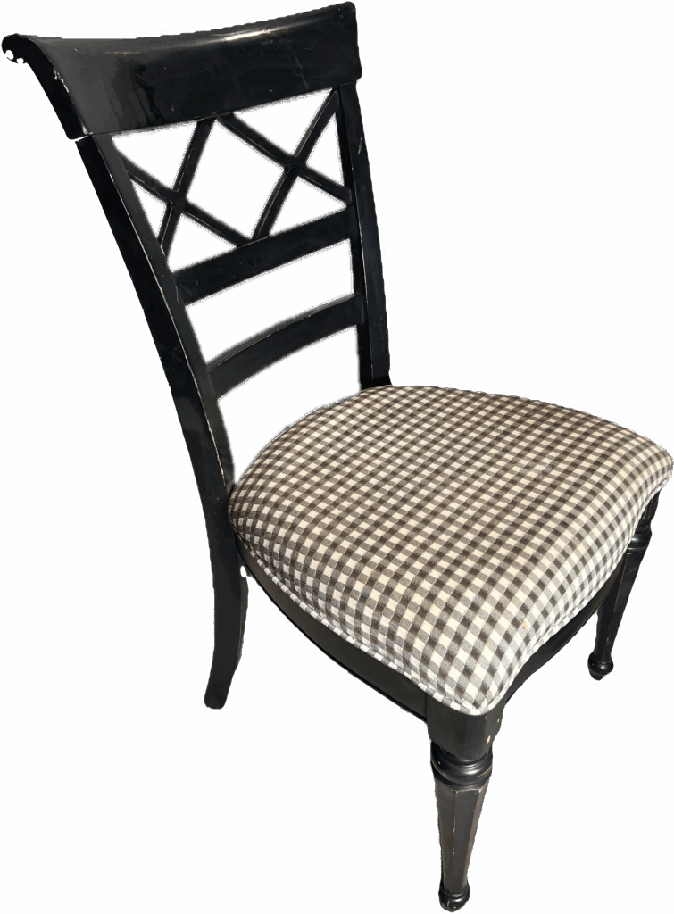 Black and Cream Check Upholstered Seat Dining Chair