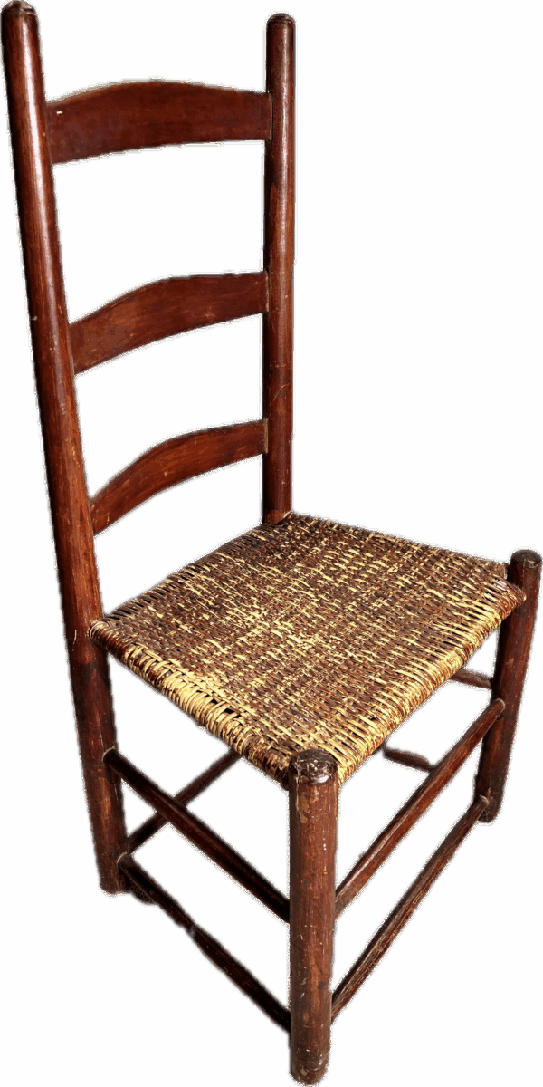 Vintage Ladder Back Woven Wicker Seat Chair