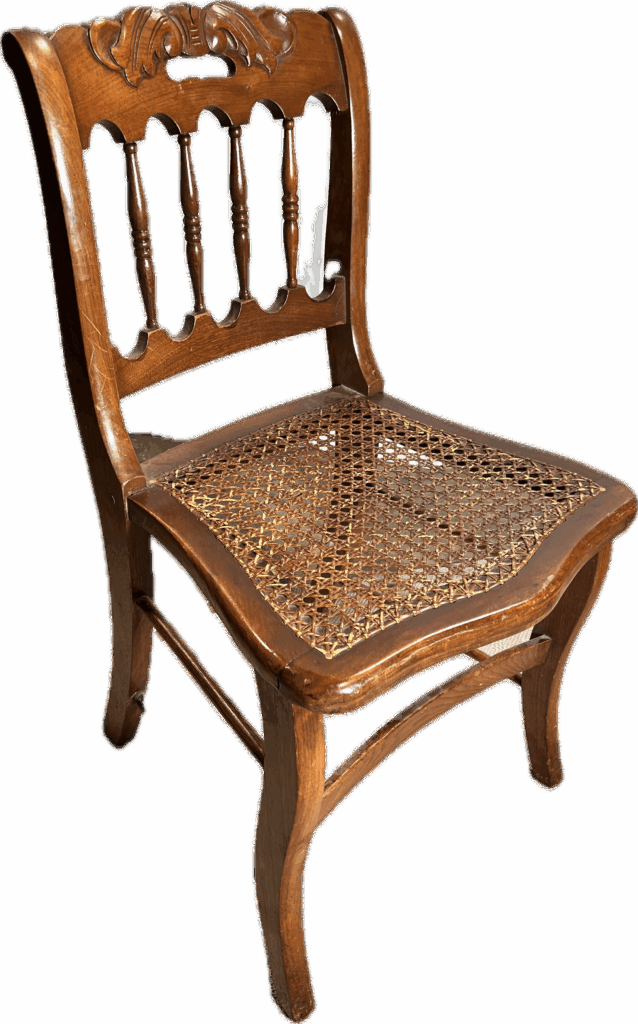 Antique Wood Chair with Cane Seat