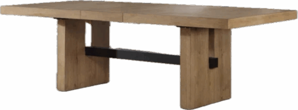 Extendable Oak Trestle Wood Dining Table with Six Dining Chairs