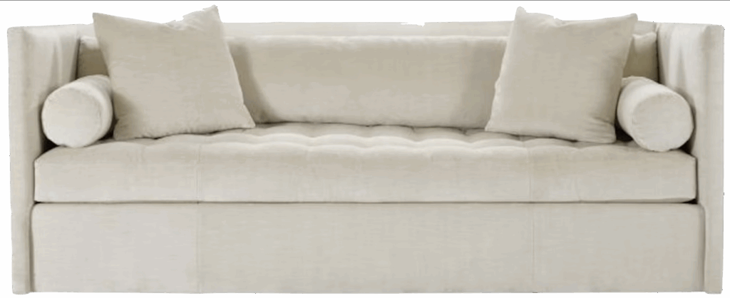 Cream Velvet Sofa with Decorative Pillows
