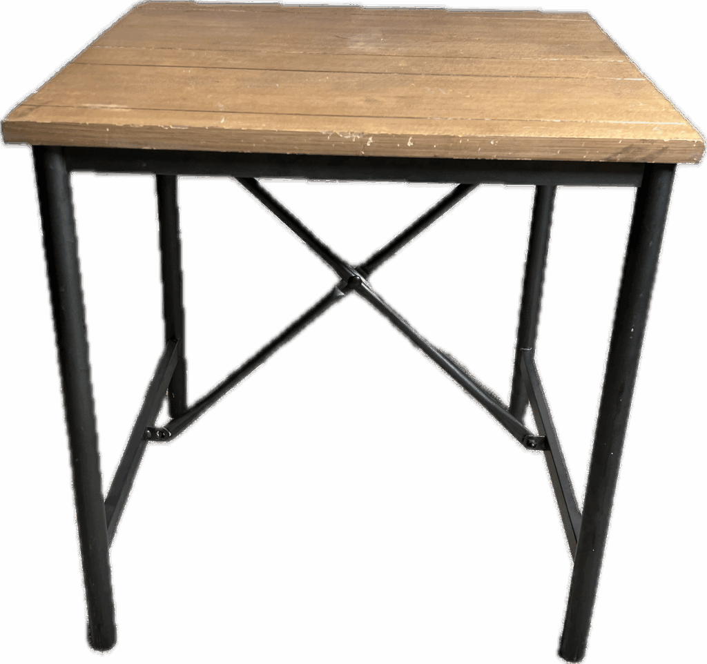 Square Wood Table with Black Metal Legs