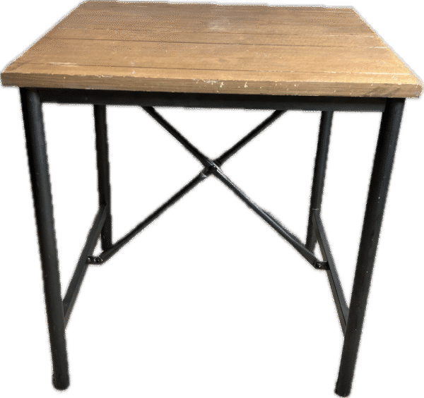 Square Wood Table with Black Metal Legs