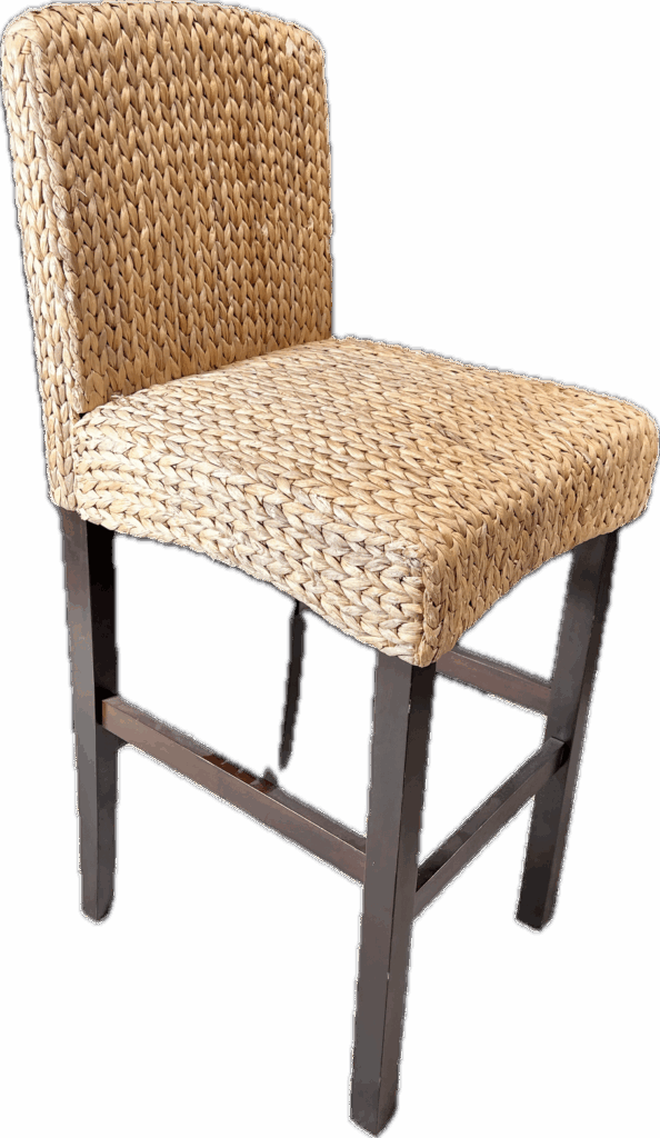 Rattan Bar Height Stools with Brown Legs