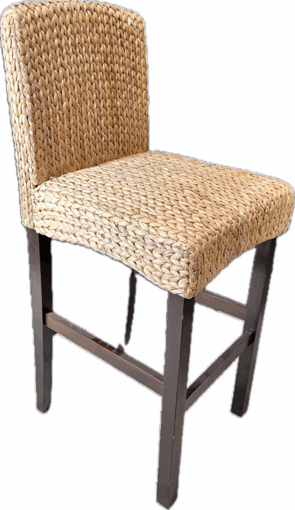 Rattan Bar Height Stools with Brown Legs