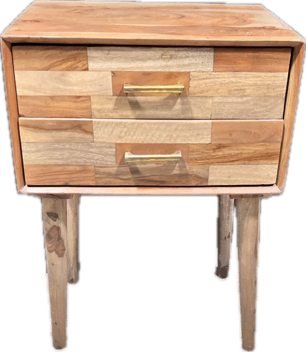 Reclaimed Wood Nightstand with Gold Handles