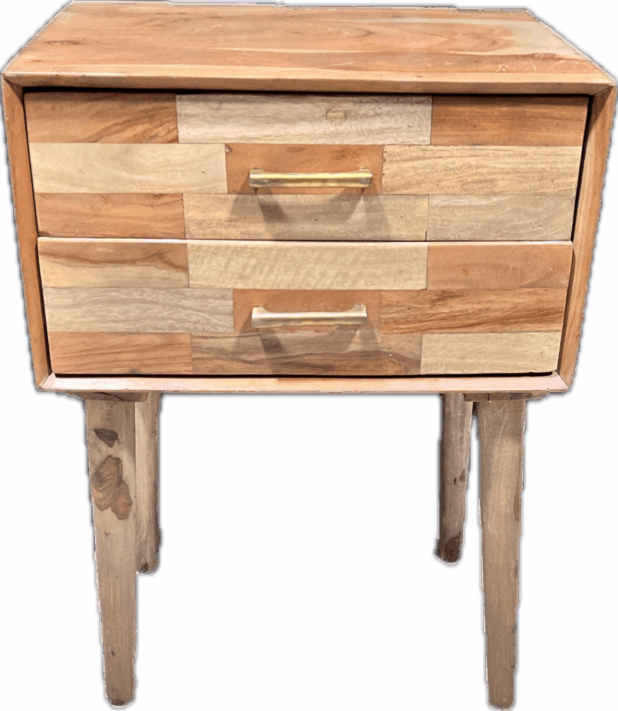 Reclaimed Wood Nightstand with Gold Handles