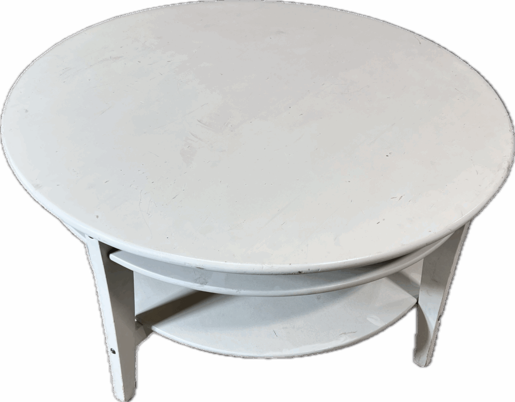 Grey Round Coffee Table with Shelf