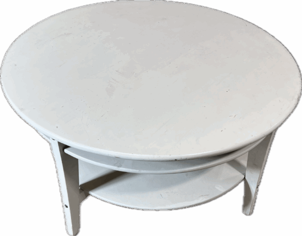Grey Round Coffee Table with Shelf