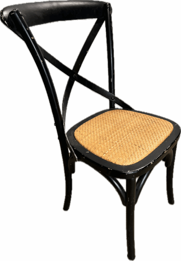 Black Bistro Chair with Wicker Woven Seat