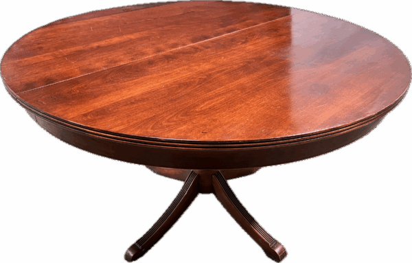 Cherry Finish Pedestal Table with 2 Leaves