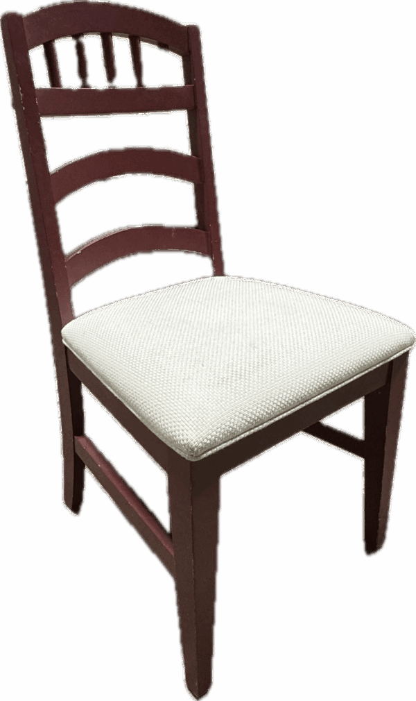 Red Desk Chair with White Upholstered Seat