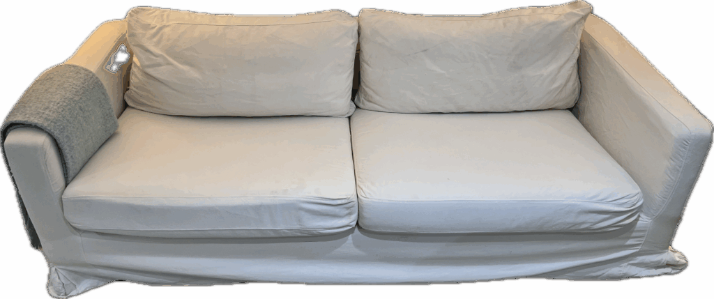 Cream Slipcovered Sofa