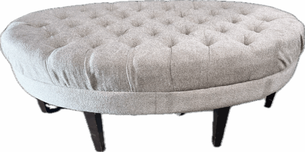 Beige Oval Tufted Cocktail Ottoman