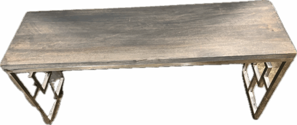 Grey Washed Bench with Silver Base