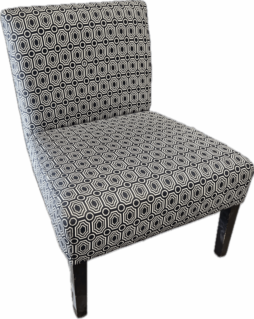 Black and White Patterned Slipper Chair