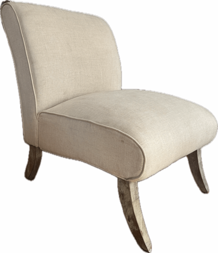 Beige Linen Slipper Chair