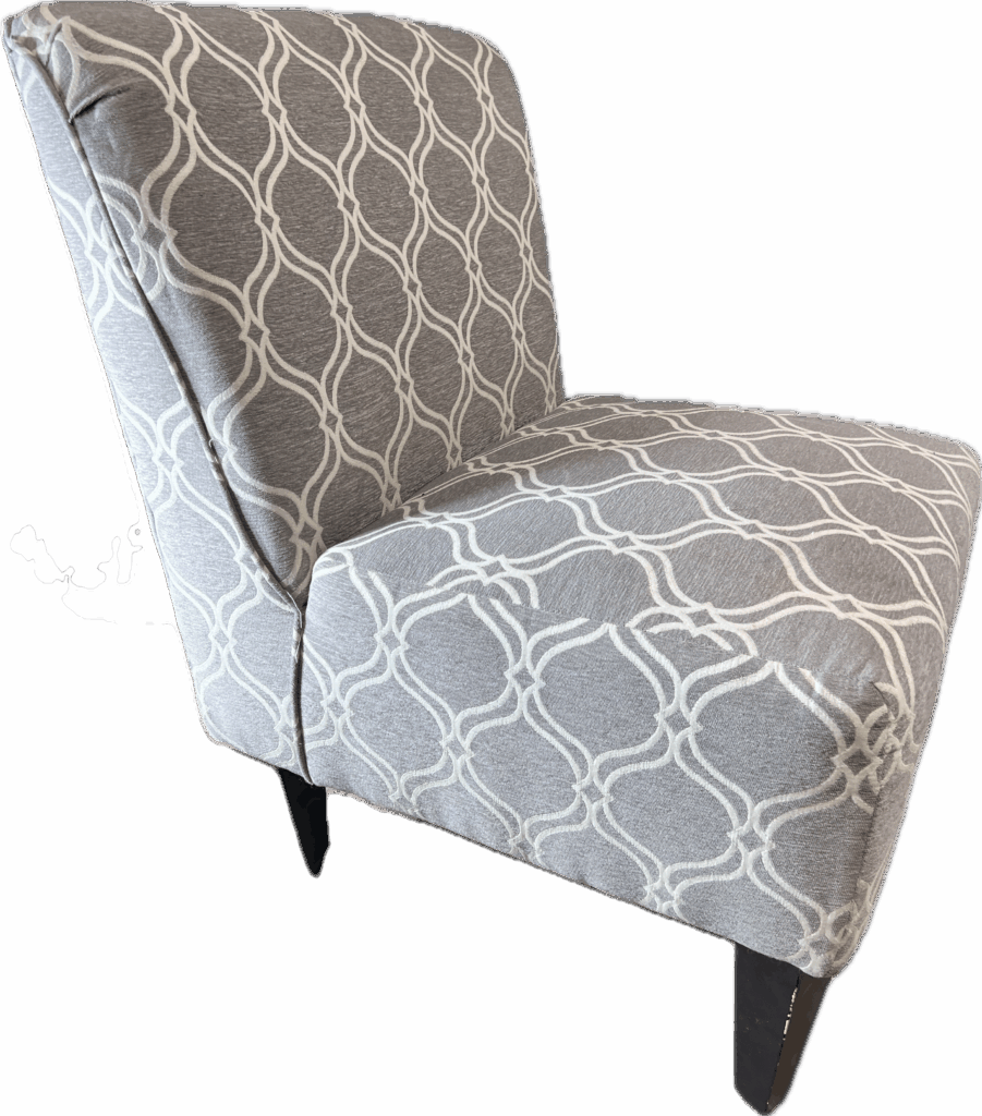 Grey and Ivory Armless Chair