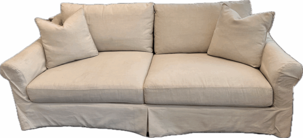 Cream Slipcovered Sofa with Skirt