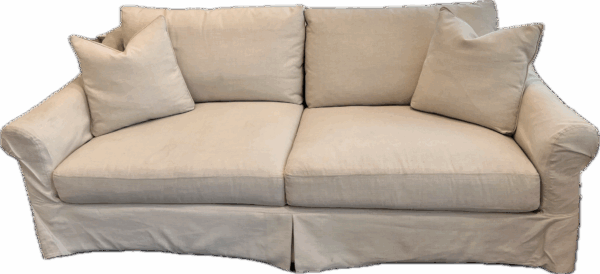 Cream Slipcovered Sofa with Skirt