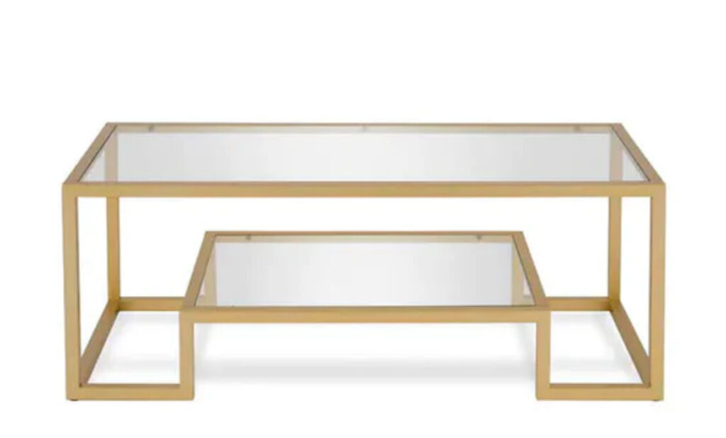 Glass and Gold Frame 2 Level Coffee Table