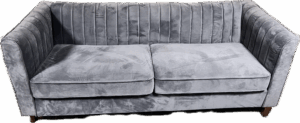 Grey Pleat Back Velvet Sofa