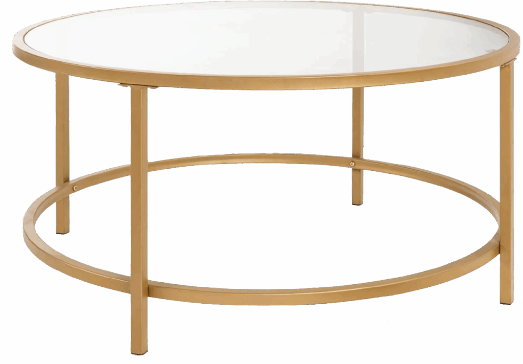 Round Glass Top Gold Coffee Table