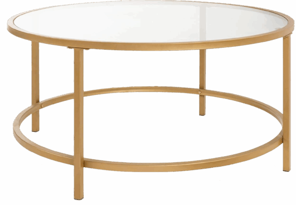 Round Glass Top Gold Coffee Table