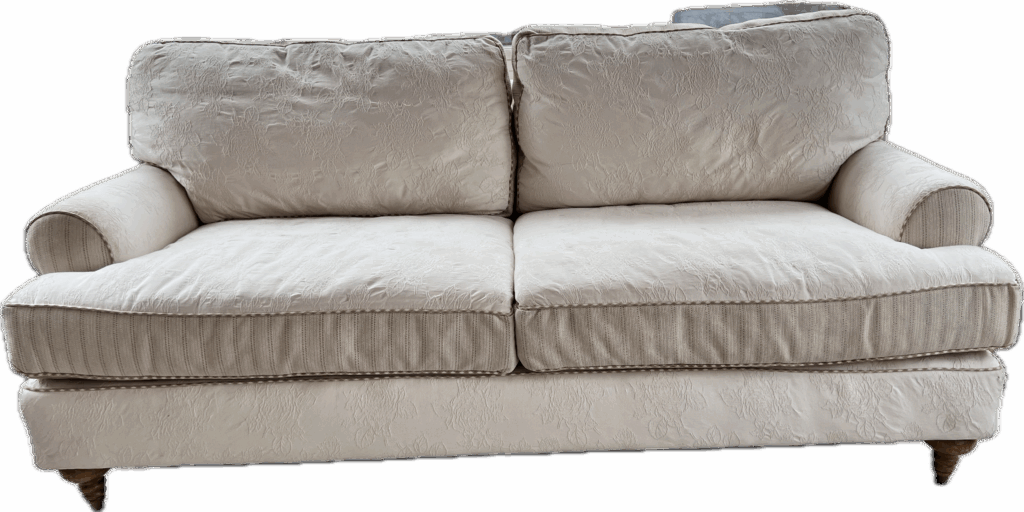 Ivory Reversible Cabbage Rose Textured Sofa