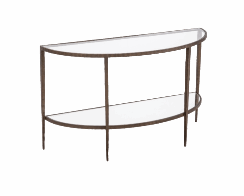Half Moon Gold Console Table with Glass Top