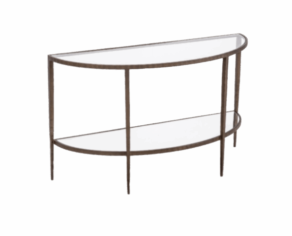 Half Moon Gold Console Table with Glass Top