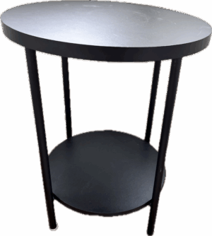 Black Round Side Table with 1 Shelf