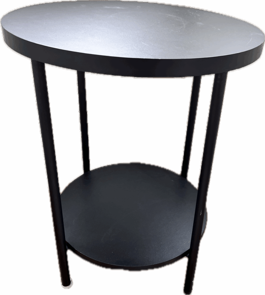 Black Round Side Table with 1 Shelf