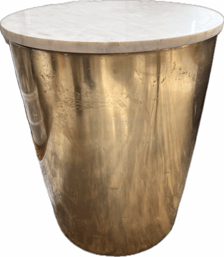 Round Gold Side Tables with Removable Marble Top