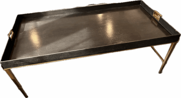 Dark Wood Coffee Table with Gold Accents