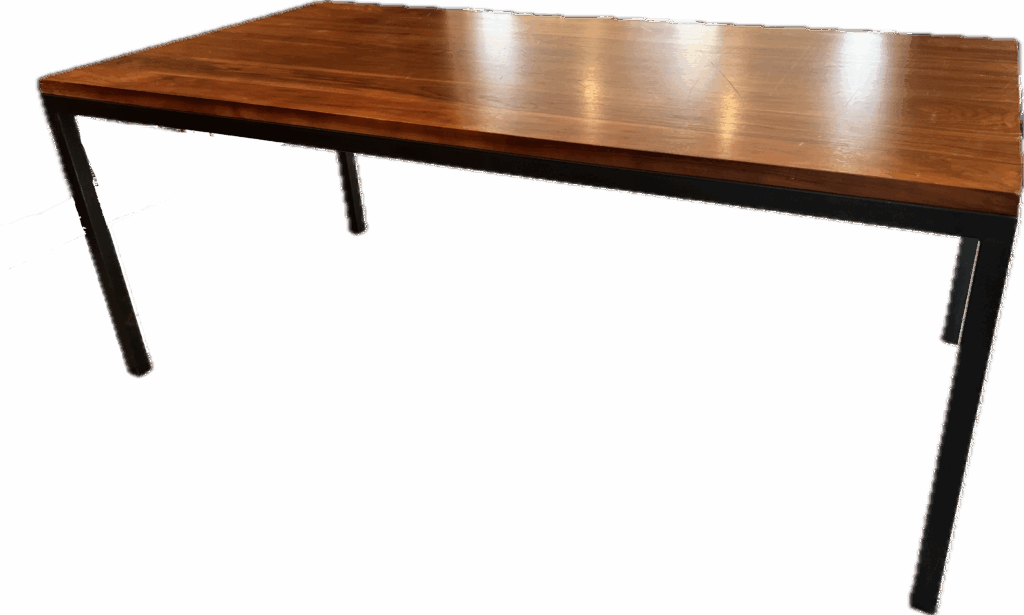 Wood Top Parson Dining Table with Black Metal Base
