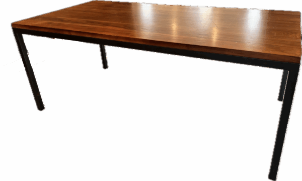 Wood Top Parson Dining Table with Black Metal Base