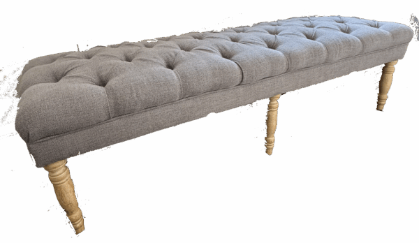 Light Grey Tufted Bench
