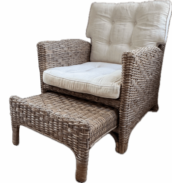 Rattan Chair with Pull Out Ottoman