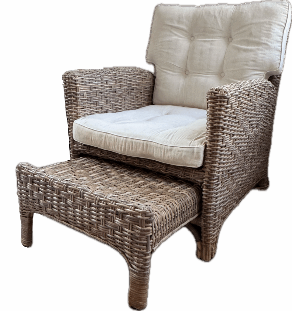 Rattan Chair with Pull Out Ottoman