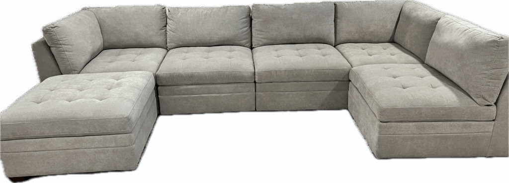 6-piece Beige Modular Sectional with Storage Ottoman