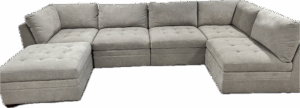 6-piece Beige Modular Sectional with Storage Ottoman