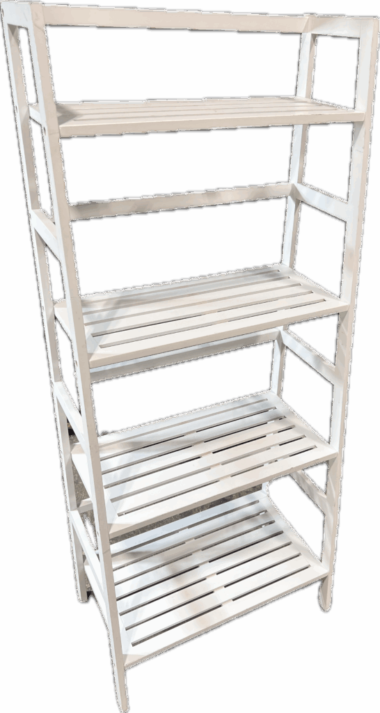 White 4 Shelf Slatted Bookshelf