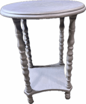 Grey 2-Tier Table with Turned Legs