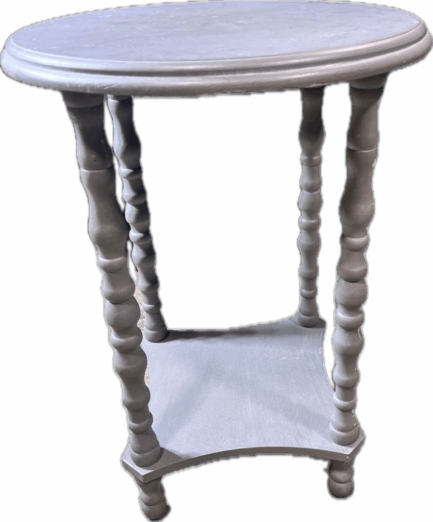 Grey 2-Tier Table with Turned Legs