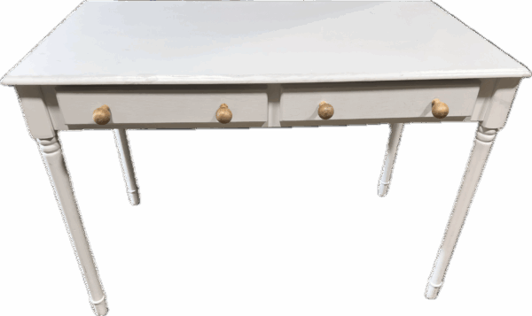 White Desk with 2 Drawers with Wood Pulls