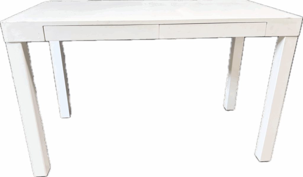 White Lacquered Parsons Desk with 2 Drawers