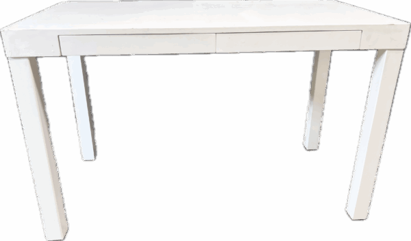 White Lacquered Parsons Desk with 2 Drawers